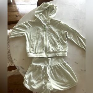 Athleta girls matching set seafoam green Terry cloth.